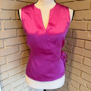 VTG Chadwicks 100% Silk Pink Women's Size 8 Tie Wrap Blouse Cocktail Top Resort